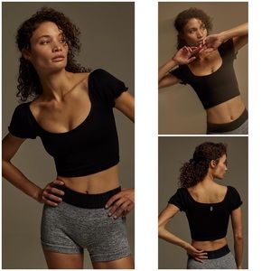 NWOT Free People Happiness Runs Puff Sleeve Crop M/L